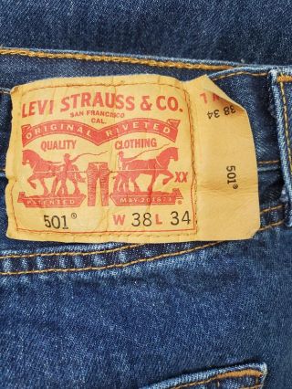Vintage Levis 501xx Dark Wash Blue Jeans Tag 38 x 34 3