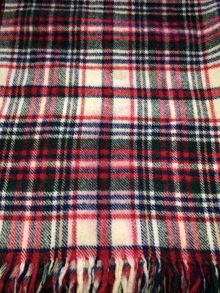 Vintage Wool Plaid Lap Or Baby Blanket 34 " X 40 " Flaw