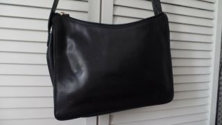 Vintage Bally Black Leather Crossbody Shoulder Bag Purse Made In Italy
