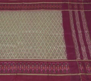 Vintage Indian Saree 100 Pure Silk Hand Woven Ikat Patola Craft Sari Fabric
