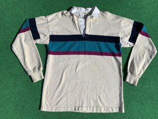 Ll Bean Striped Rugby Shirt Vintage 90s Long Sleeve Made In Usa Men’s Large
