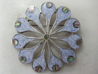 Vintage 925 Sterling Silver Artist A.  Garcia Mexico Abalone Pin Brooch Pendant X