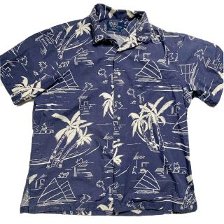 Vintage Polo Ralph Lauren Hawaiian Shirt Sailing Made In Usa Cotton Tiki Xl