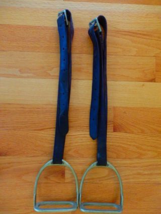 Vintage Brass Stirrups & Leather Straps Made In England
