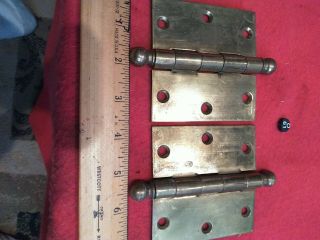 Vintage Lawrence Solid Brass Cannonball Door 3 1/2 " X 1 1/2 " Butt Hinges O61