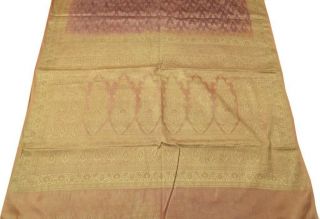 Vintage Indian Saree 100 Pure Silk All Over Woven Mauve Sari Craft Fabric 3