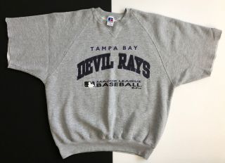 Vtg Men’s Tampa Bay Devil Rays 1998 Half - Sleeve Cutoff Sweater Mlb Baseball Xl