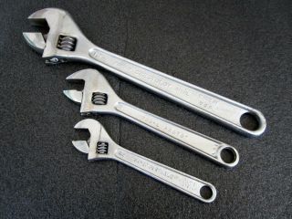 Vintage Crescent Proto J.  H.  Williams Adjustable Wrenches 6 " 8 " 12 " Made In Usa