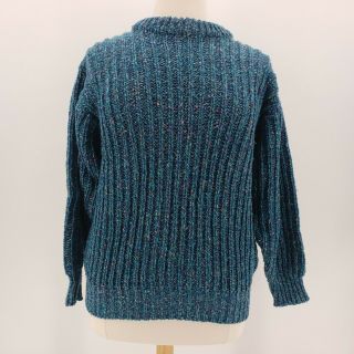 Vintage John Molloy Pure Virgin Wool Aqua Green & Multicolor Knit Sweater L/xl