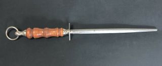 Vintage F Dick Sharpening Steel Knife Sharpener Germany Wood 16 " Length