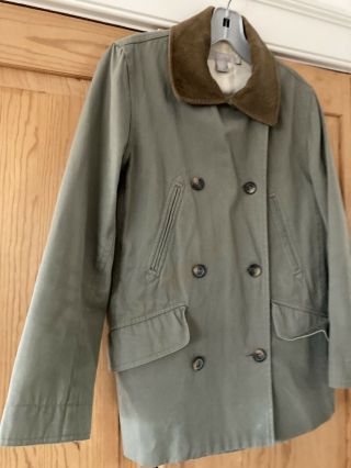 Vintage J Crew Barn Jacket Flannel Lined Corduroy Collar Woman Xs Petite