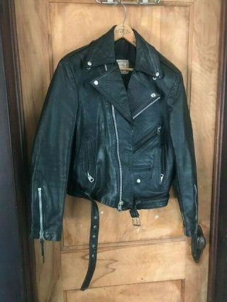 Vintage Black Leather Motorcycle Jacket Men 