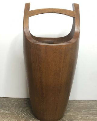 Vintage Dansk Designs Ihq Staved Teak Wood Ice Bucket Denmark Black Liner No Lid