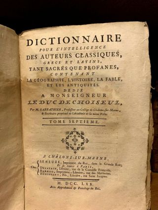 1770 Classical Authors Dictionary Greek And Latin - Geography,  History,  Fables