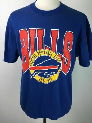Vtg 80s 90s Buffalo Bills York Football Nfl Usa Blue T Shirt Xl