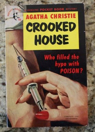 Pocket Books 753 Crooked House By Agatha Christie 1st 1950 Vgf,  Scarce Murder