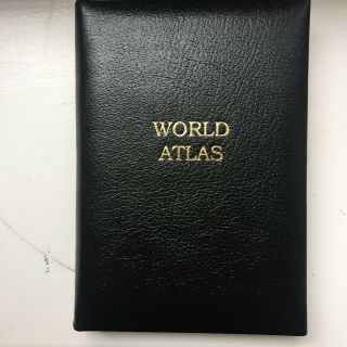 Collins Leather Bound Hard Cover Mini Atlas Of The World,  Vintage,  Uk