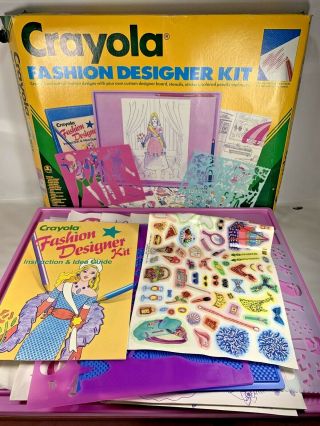 1990 Vintage Crayola Fashion Designer Set Instruction Booklet Stickers Box