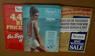 3 Different 1967 And 1968 Vintage Sears Catalogs -