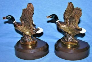 Vintage Philadelphia Mfg.  Co.  Brass/bronze Flying Ducks Book Ends