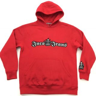 Vintage 90s Jnco Jeans Hoodie Sweatshirt Medium Red
