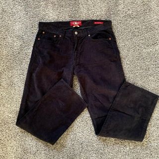 Lucky Brand 361 Vintage Straight Leg Corduroy Jeans Pants Black Mens 36x32