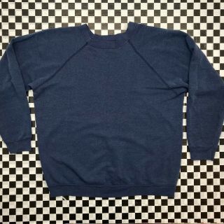 Vtg 80s 90s Usa Tultex Blank Raglan Crewneck Sweatshirt Mens L Blue Faded Grunge