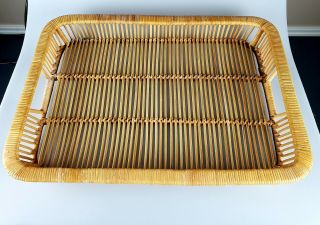 Set Of 2 Vintage Tiki Bamboo Rattan Wicker Tiki Lap Tv Serving Bed Tray 20 X 15