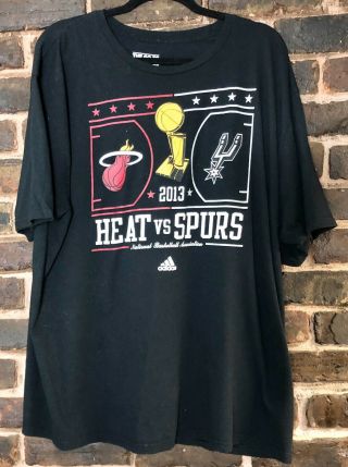 Adidas 2013 Nba Finals Miami Heat Vs San Antonio Spurs Roster Shirt Black Sz 2x