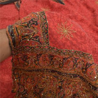Sanskriti Vintage Red Sarees Pure Crepe Silk Fabric Craft Printed Woven Sari