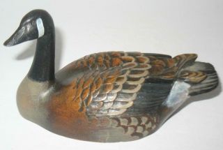 Vintage Canadian Goose Wood Duck Decoy Hunting Signed 5.  5 " X 3 "