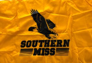 Southern Miss Univ Flag Large 56” X 35” Flying Eagle Yellow Vtg? Vguc
