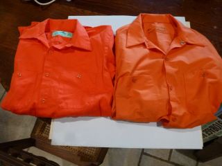 2 Vintage Orange Long Sleeve Work Shirts Red Kap & Ccr Size L