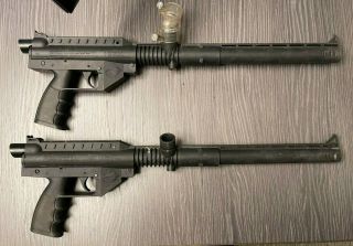 Two (2) Vintage Black Brass Eagle Stingray Paintball Gun Marker Empire Spyder Jt