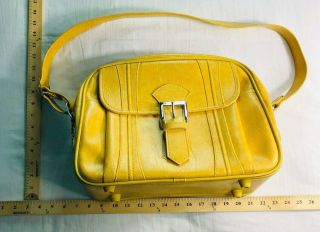 American Tourister Yellow 1975 Vtg Carry On Bag Vinyl Luggage Marbled Escort
