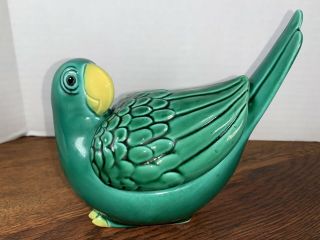 Vintage Fitz And Floyd Green Parrot With Lid
