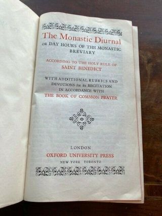 The Monastic Diurnal: Day Hours Of The Monastic Breviary (o.  U.  P.  1957)
