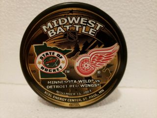 2003 - 2004 Minnesota Wild Vs Detroit Red Wings Limited Edition Official Nhl Puck
