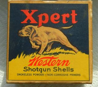 Vintage Western Xpert (dog) 12 Ga.  Shotgun Shell Box