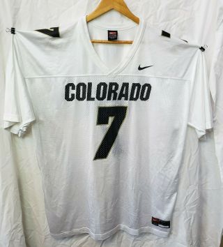 Vintage University Of Colorado Buffaloes Nike Football Jersey Xxl 7 White Euc
