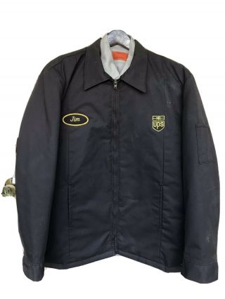 Vintage 70s Ups United Parcel Service Brown Jacket Size Large L Jim Patch Excell