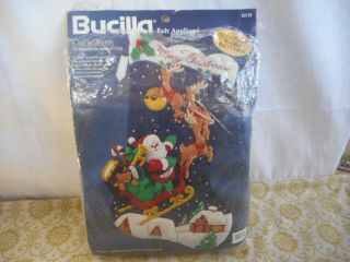 Bucilla Felt Christmas Stocking Kit 83118 Over The Roof Tops Vtg 1998