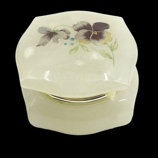 Vintage Alabaster Hand Carved Hinged Trinket Box,  Made In Italy Violets