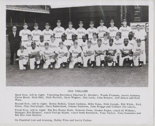 1968,  1969 Philadelphia Phillies 8x10 Team Photo 