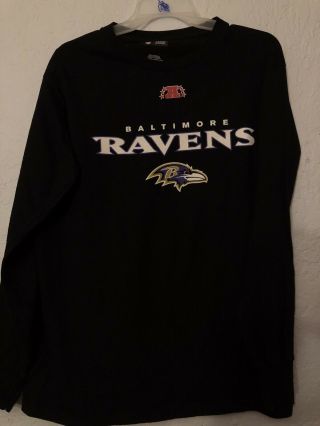 Nfl Team Apparel Baltimore Ravens Long Sleeve T Shirt Mens M Black