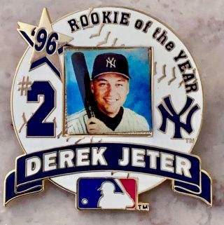 Derek Jeter Licensed Rookie Of The Year Pin York Yankees & Mickey Mantle