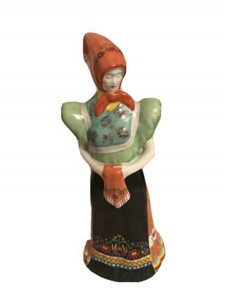 Vintage Hollohaza Porcelain Peasant Hungarian Woman Folk Art Hand Painted Figure
