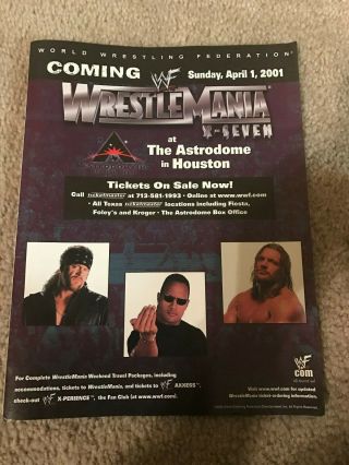 2001 Wwf Wrestlemania X - Seven 17 Poster Print Ad Undertaker The Rock Triple H