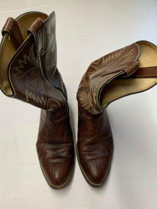 Mens Vintage Brown Western Cowboy Leather Boots Sz 9