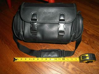 Vintage Sony Black Camera Camcorder Leather Carry Bag W/ Strap Vg I Ship Faster